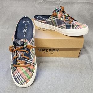 𝅺Sperry Crest Vibe Mule Plaid Sneakers Size 7.5 - Worn Once!!
